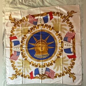 Authentic HERMES Scarf Statue of Liberty Vintage 1985 NY Estate Sale 100% Silk